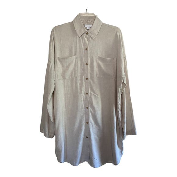 J JILL PURE JILL woman's size small S linen blend button long sleeve tunic top - Picture 1 of 10